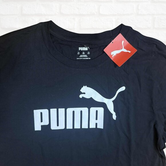 NWT Puma Essentials Logo T-Shirt Men Size XLT Black Classic Athletic Tee Cotton - Picture 3 of 7